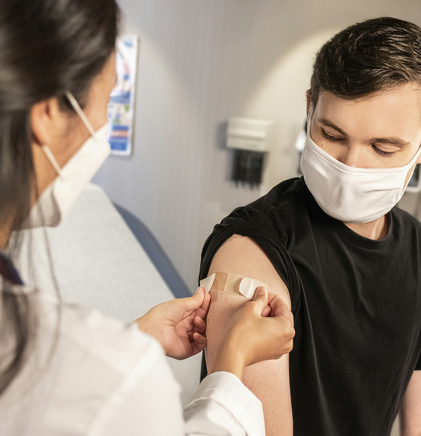 Medical professional with patient